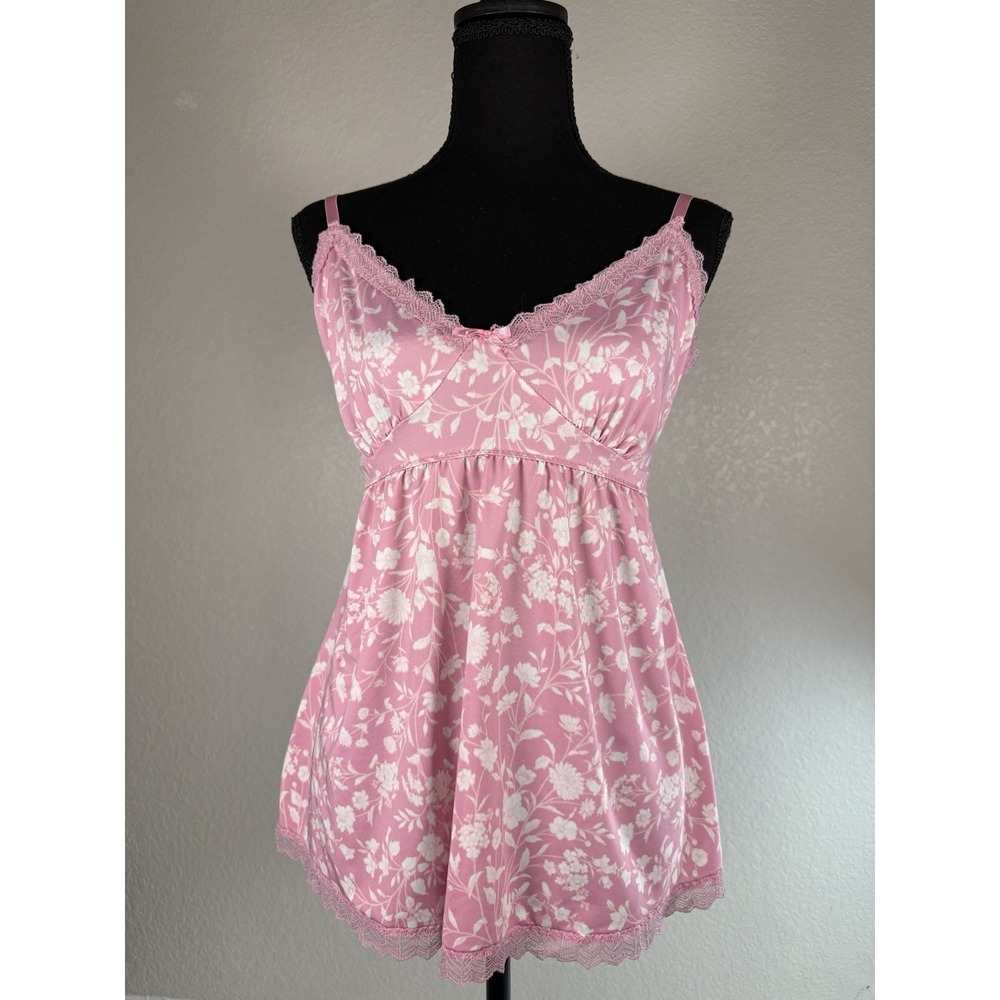 Laura Ashley Womens Babydoll Cami Lounge Top Size XL Pink Floral